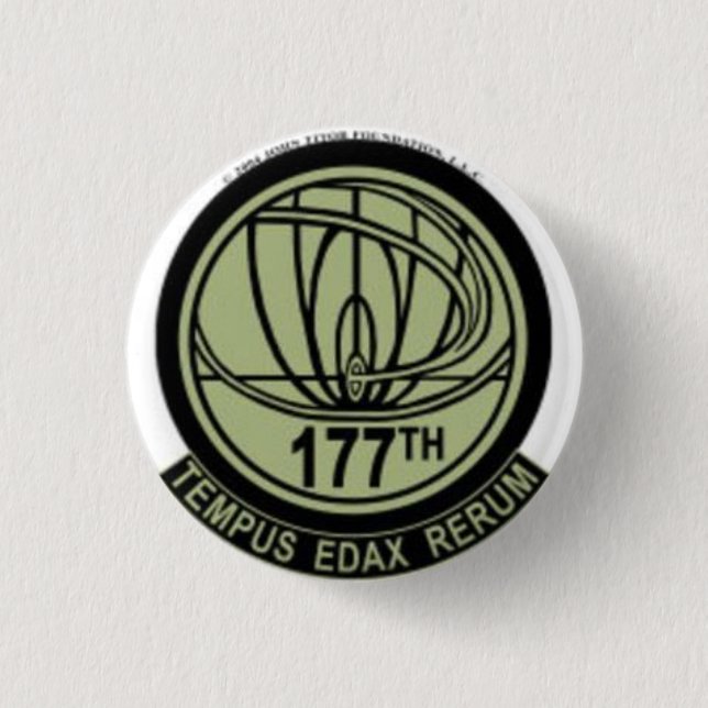 The OFFICIAL 177th Time Travel Division button! 1 Inch Round Button (Front)