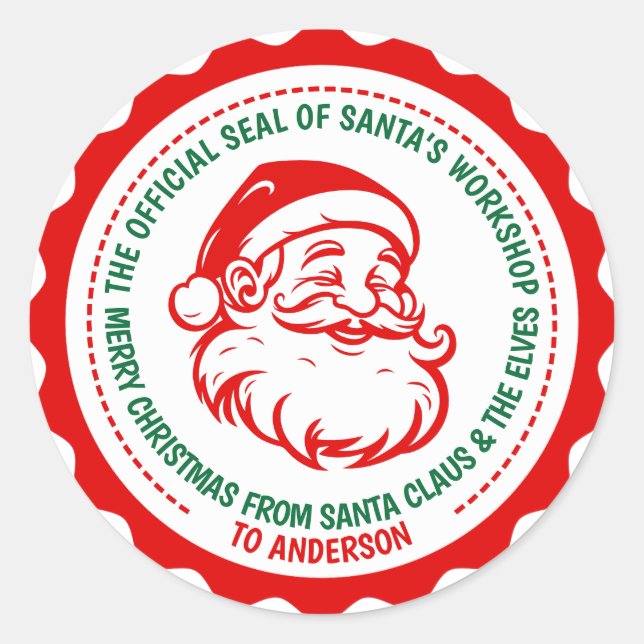 THE OFFICIAL SEAL OF SANTA'S WORKSHOP STICKER (Front)
