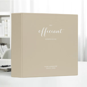 The Officiant Wedding Marriage Elegant Beige Binder