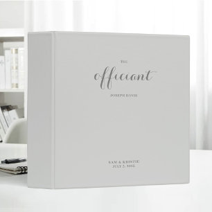 The Officiant Wedding Marriage Elegant Light Grey Binder