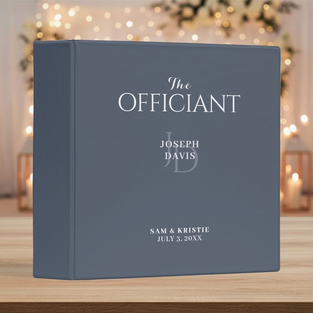The Officiant Wedding Marriage Elegant Monogram Binder (Creator Uploaded)