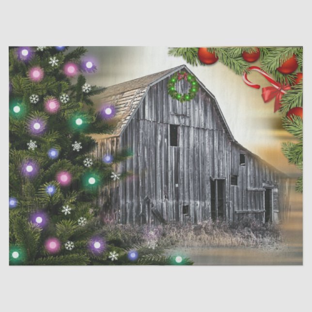 The Old Barn Christmas Tissue Paper (Front)