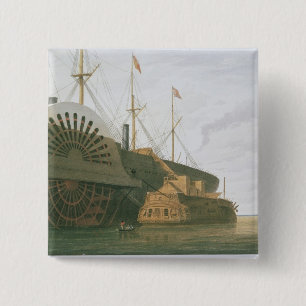 The Old Frigate HMS Agamemnon with her weight of c 2 Inch Square Button