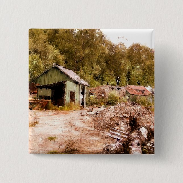 THE OLD GOLD MINE 2 INCH SQUARE BUTTON (Front)