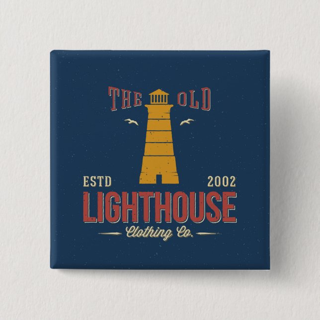 The Old Lighthouse Clothing Co. 2 Inch Square Button (Front)