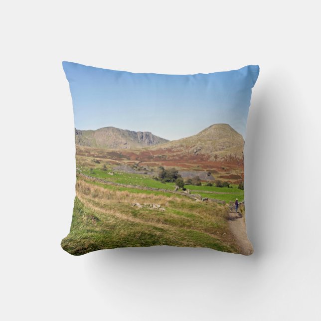 The Old Man of Coniston Postcard Throw Pillow (Front)