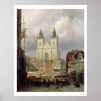 The Old Market Place at Prague, 1881 (oil on canva