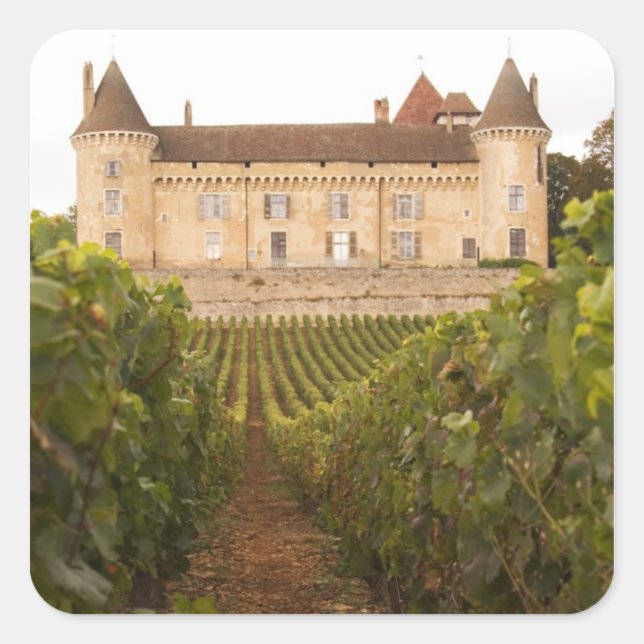 The old medieval Chateau de Rully in the Cote Square Sticker (Front)