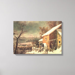 The Old Mill In Winter Currier & Ives canvas print