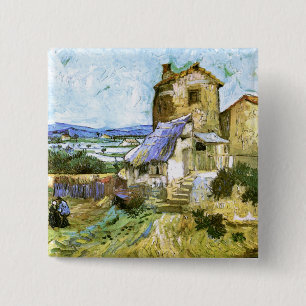 The Old Mill, Van Gogh Fine Art 2 Inch Square Button