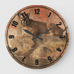 The Old Mountain Lion Large Clock
