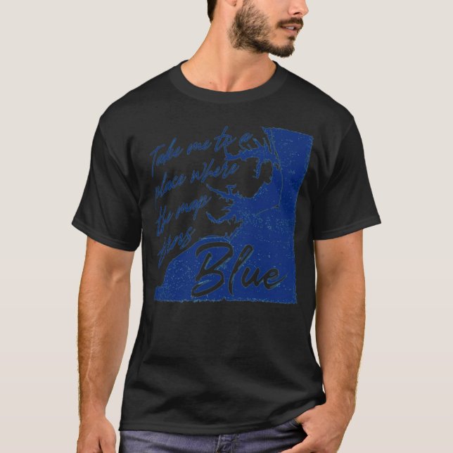 The Old North State - Map Turns Blue NC T-Shirt (Front)