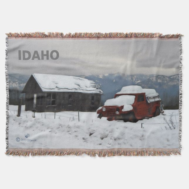 The Old Red Truck Throw Blanket (Front)