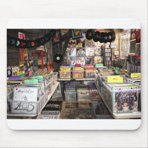 The Old Vinyl Record Store retro photo Mouse Pad