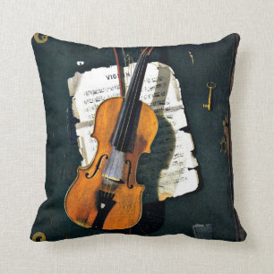 The Old Violin, fine art painting Throw Pillow