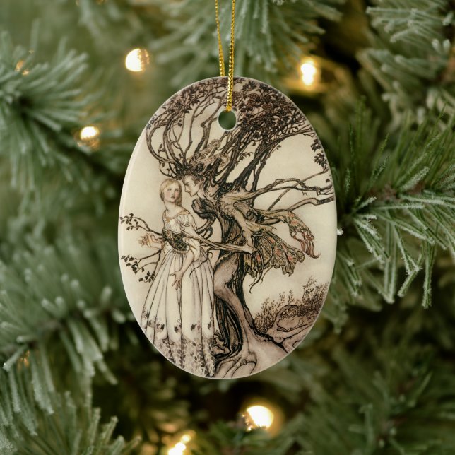 The Old Woman in the Wood by Arthur Rackham Ceramic Ornament (Tree)