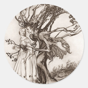 The Old Woman In The Wood By Arthur Rackham Classic Round Sticker