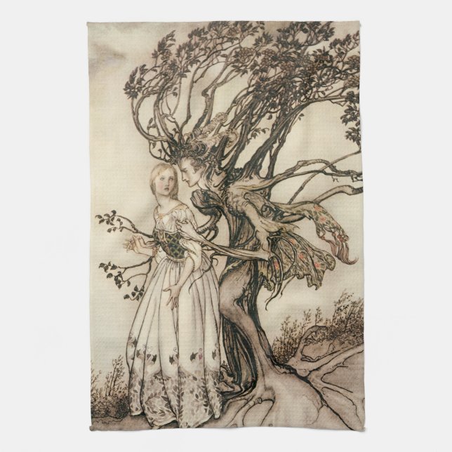 The Old Woman in the Wood by Arthur Rackham Kitchen Towel (Vertical)