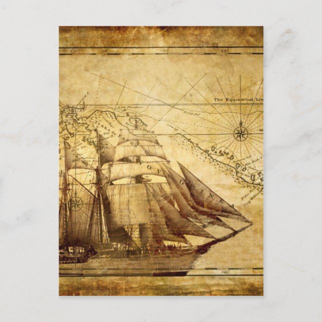 The Oldest World Map Ship Postcard (Front)
