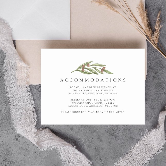 The Olive Branch Wedding Collection Accommodation Enclosure Card (Creator Uploaded)