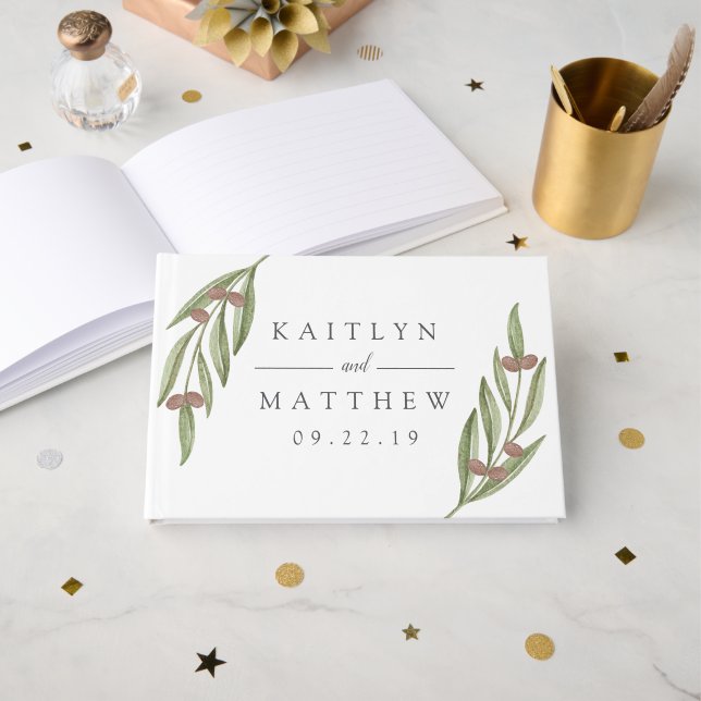 The Olive Branch Wedding Collection Guest Book (Front Open)