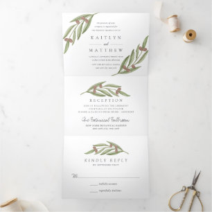 The Olive Branch Wedding Collection Suite Tri-Fold Invitation
