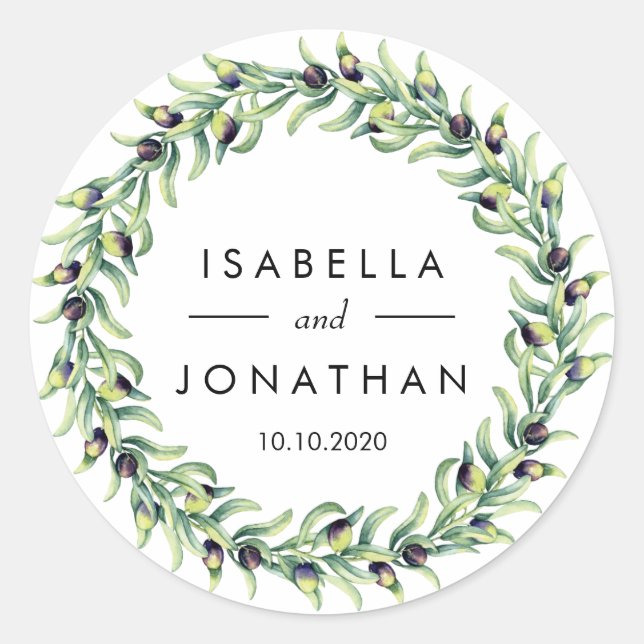 The Olive Grove | Rustic wedding Custom Classic Round Sticker (Front)