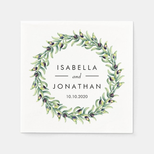 The Olive Grove | Rustic wedding Custom Napkin (Front)