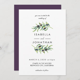 The Olive Grove   Two Branches rustic wedding Invitation