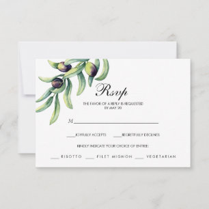 The Olive Grove   wedding RSVP with MEAL CHOICE Card