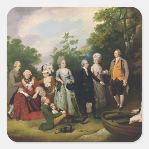 The Oliver and Ward Families in a Garden, c.1788 ( Square Sticker