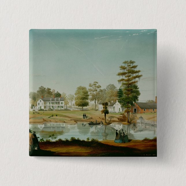 The Olivier Plantation, 1861 2 Inch Square Button (Front)