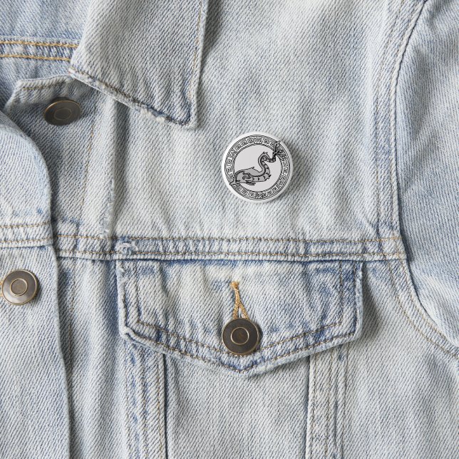 The Olympians! Poseidon / Neptune symbol badge 1 Inch Round Button (In Situ)