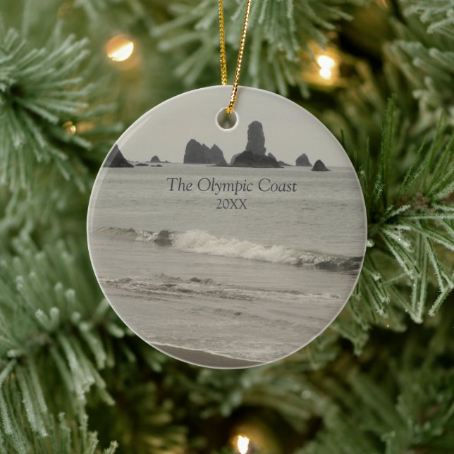 The Olympic Coast Seascape Photo Ceramic Ornament (Tree)