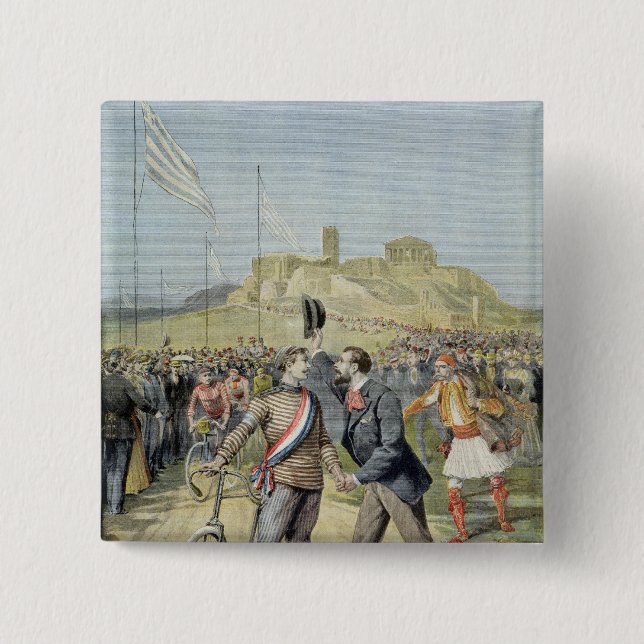 The Olympic Games in Athens 2 Inch Square Button (Front)