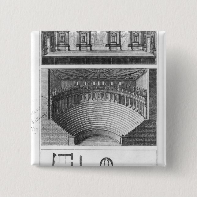 The Olympic Theatre at Vicenza 2 Inch Square Button (Front)