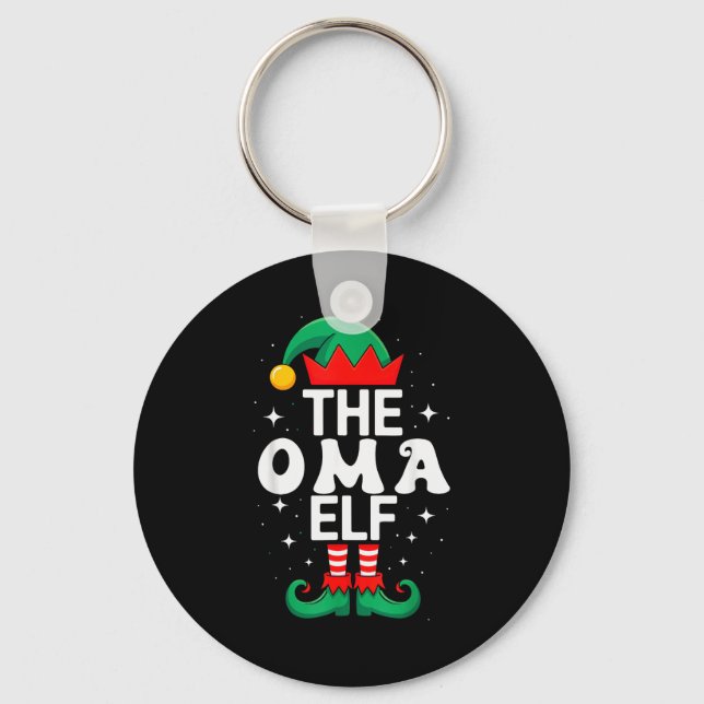 The Oma Elf Funny Christmas Matching Family Group  Keychain (Front)