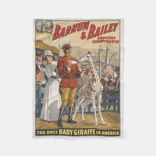 The Only Baby Giraffe in America Circus Poster Fleece Blanket (Front)