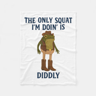 The Only Squat Im Doing Is Diddly Funny Frog Gym L Fleece Blanket