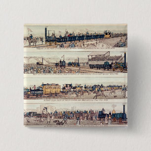 The opening of Stockton and Darlington 2 Inch Square Button