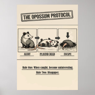 The Opossum Protocol Retro Humor Poster