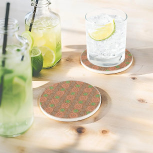 The Orange floral rainy scatter fibers textured Coaster