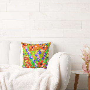 "The Orange Flowers" Cute Painting. Buy Now Throw Pillow