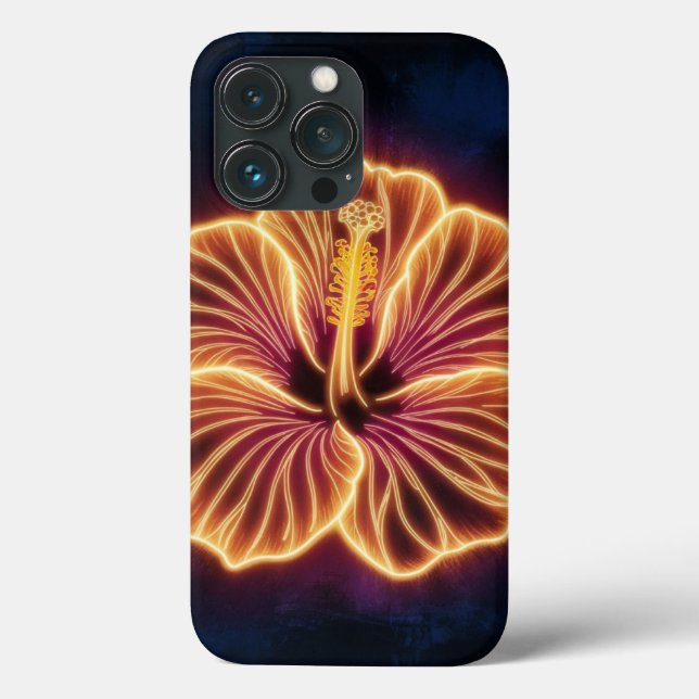 the orange neon hibiscus flower, orange hibiscus Case-Mate iPhone case (Back)