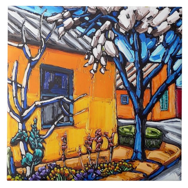 The "Orange Spring Garden" decorative tile (Front)