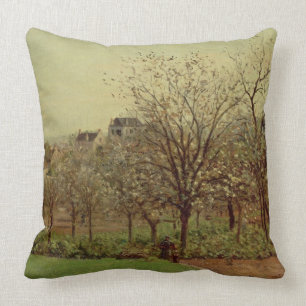 The Orchard, 1870 (oil on canvas) Throw Pillow