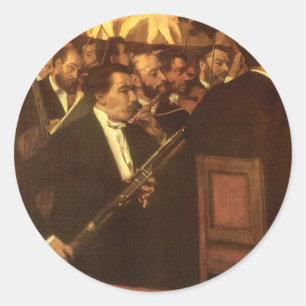 The Orchestra of Opera by Edgar Degas, Vintage Art Classic Round Sticker