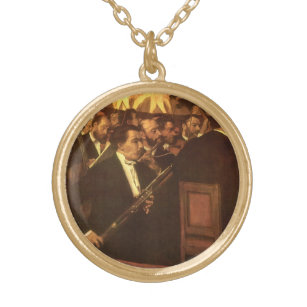 The Orchestra of Opera by Edgar Degas, Vintage Art Gold Plated Necklace