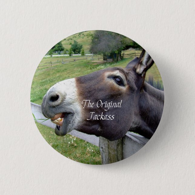 The Original Jackass Funny Donkey Mule Farm Animal 2 Inch Round Button (Front)