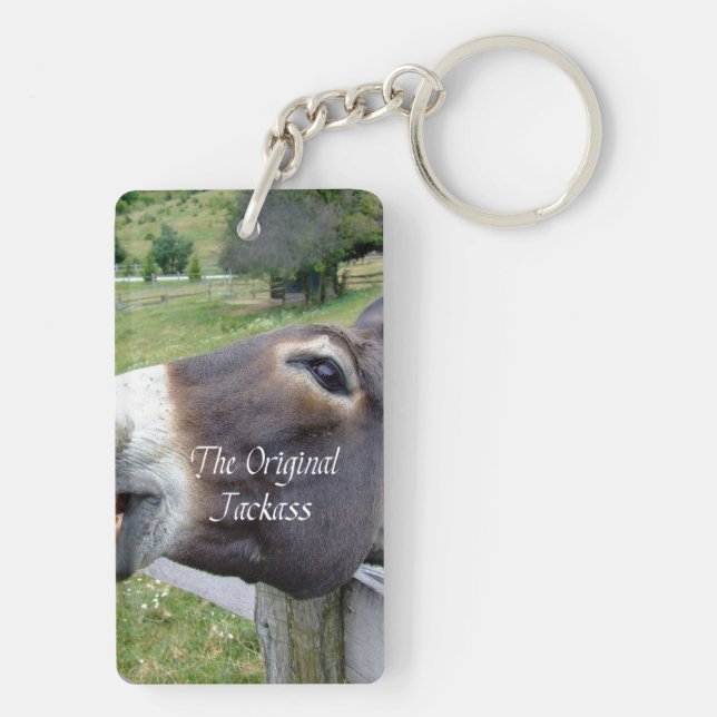 The Original Jackass Funny Donkey Mule Farm Animal Keychain (Back)